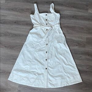 LOFT Seamed Denim Button Midi Dress